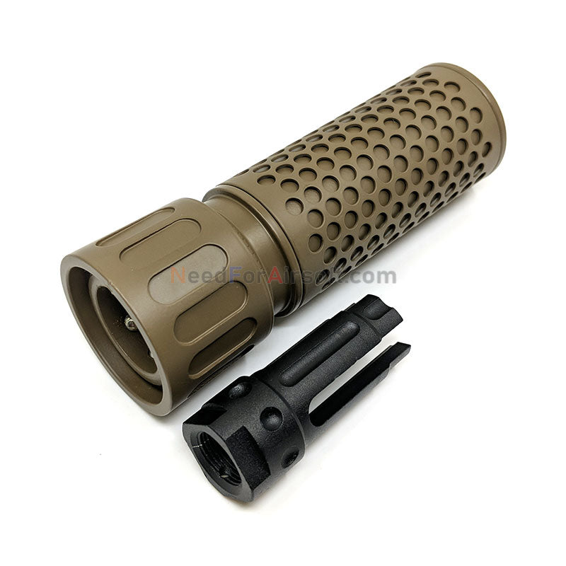 Battleaxe QDC CQB Airsoft Silencer FDE (14mm CCW)