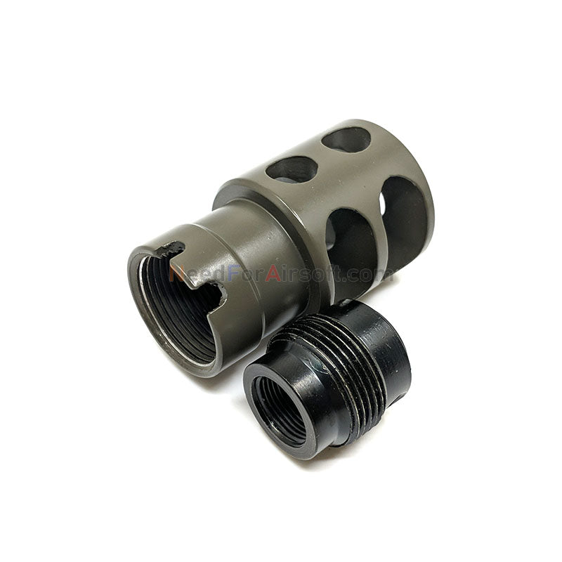 Asura Dynamics DTK-2 Steel Airsoft Flash Hider (14mm CCW / 24mm CW)