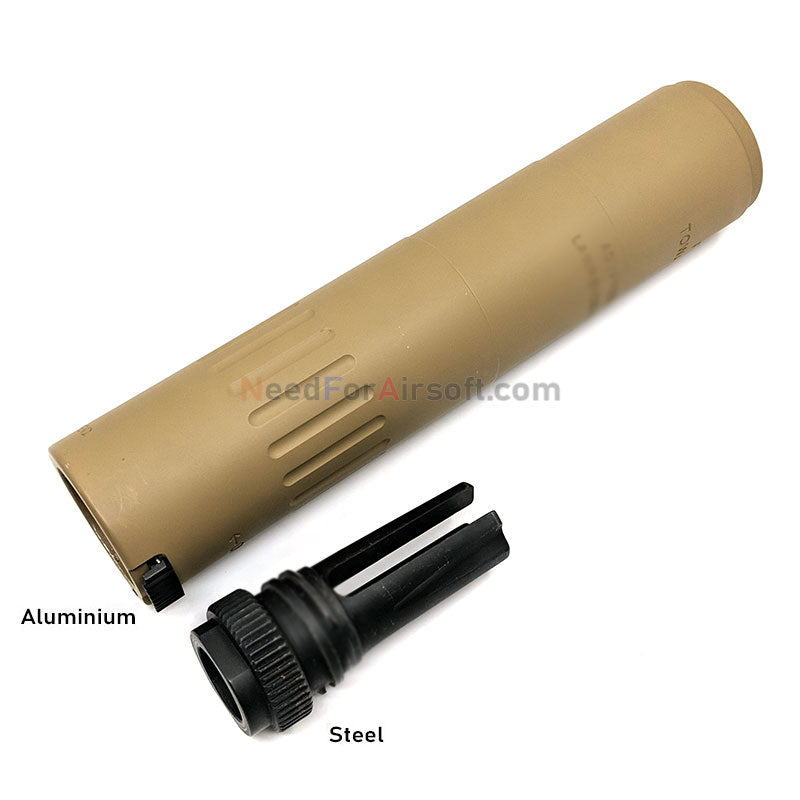 Battleaxe M4-2000 Airsoft QD Silencer FDE (14mm CCW)