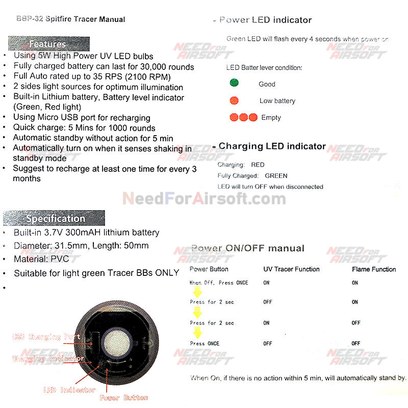 5KU Splitfire 32mm Blast Tracer Insert for Silence Tube (Ver. 2)